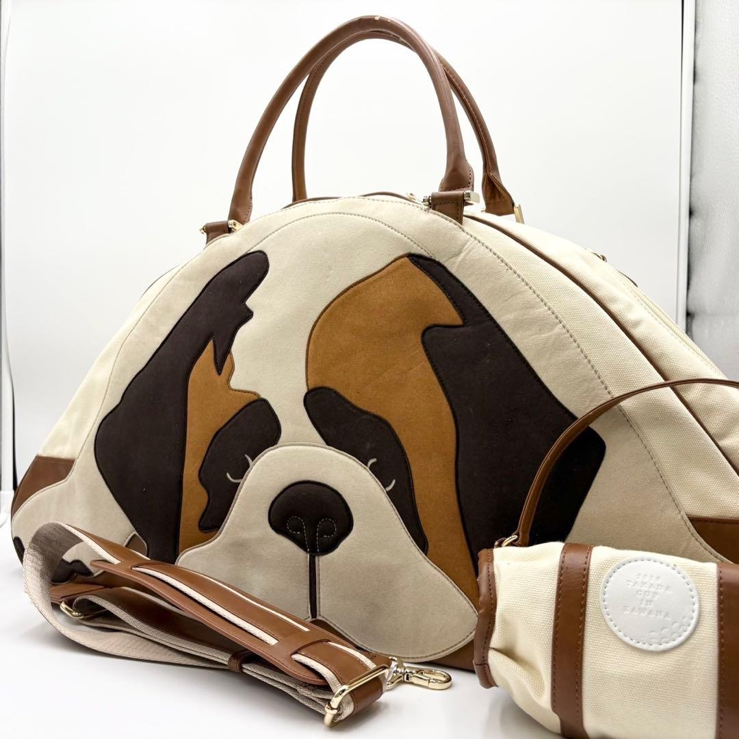 超希少✨キタムラ　セントバーナード　ボストンバッグ　2way トラベル　ポーチ付