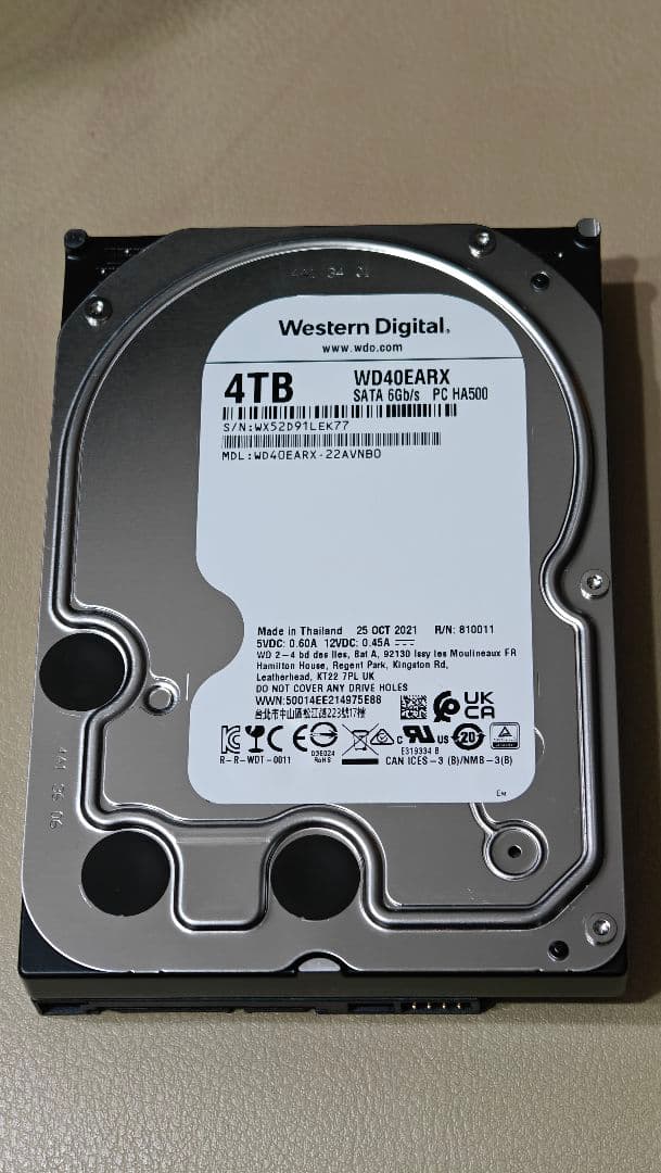 ★中古品★Western Digital 4TB HDD WD40EARX
