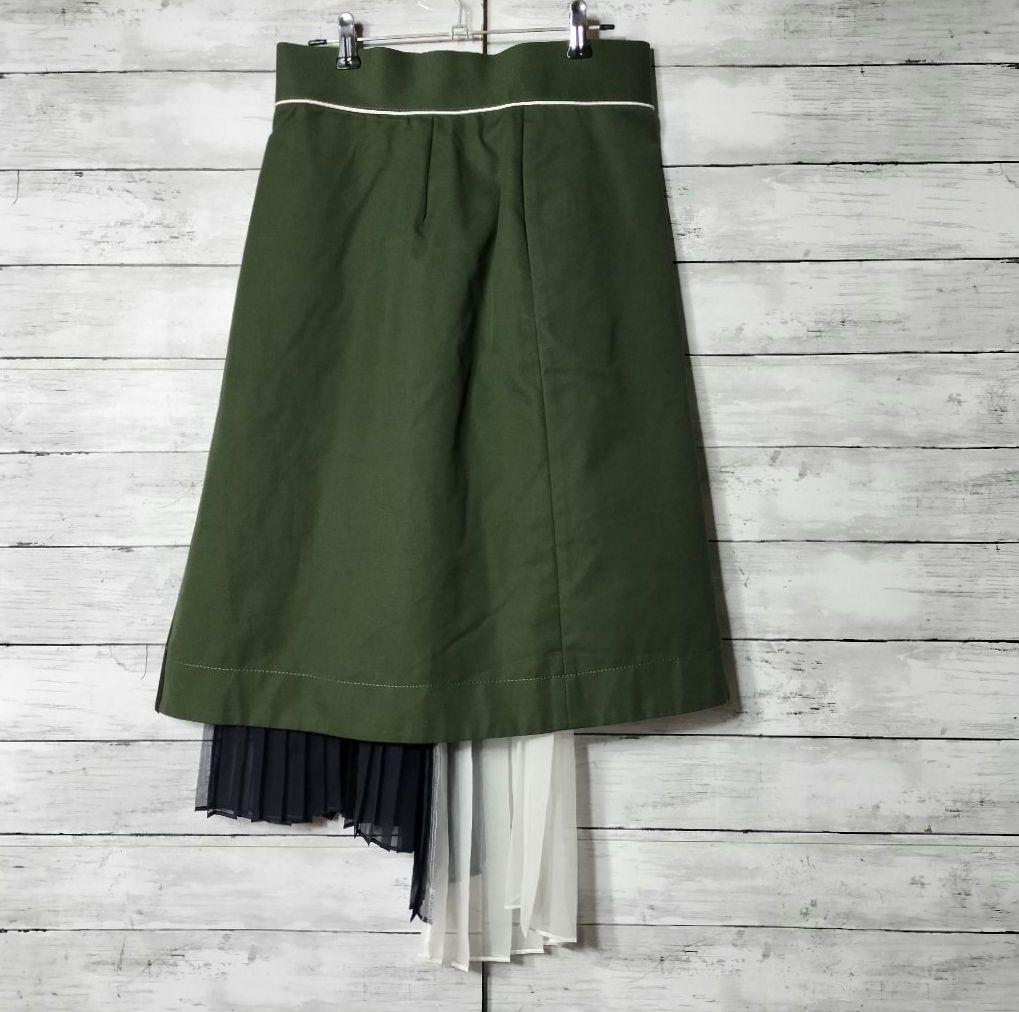 sacai サカイ プリーツスカート ドッキング レイヤード コットンシルク