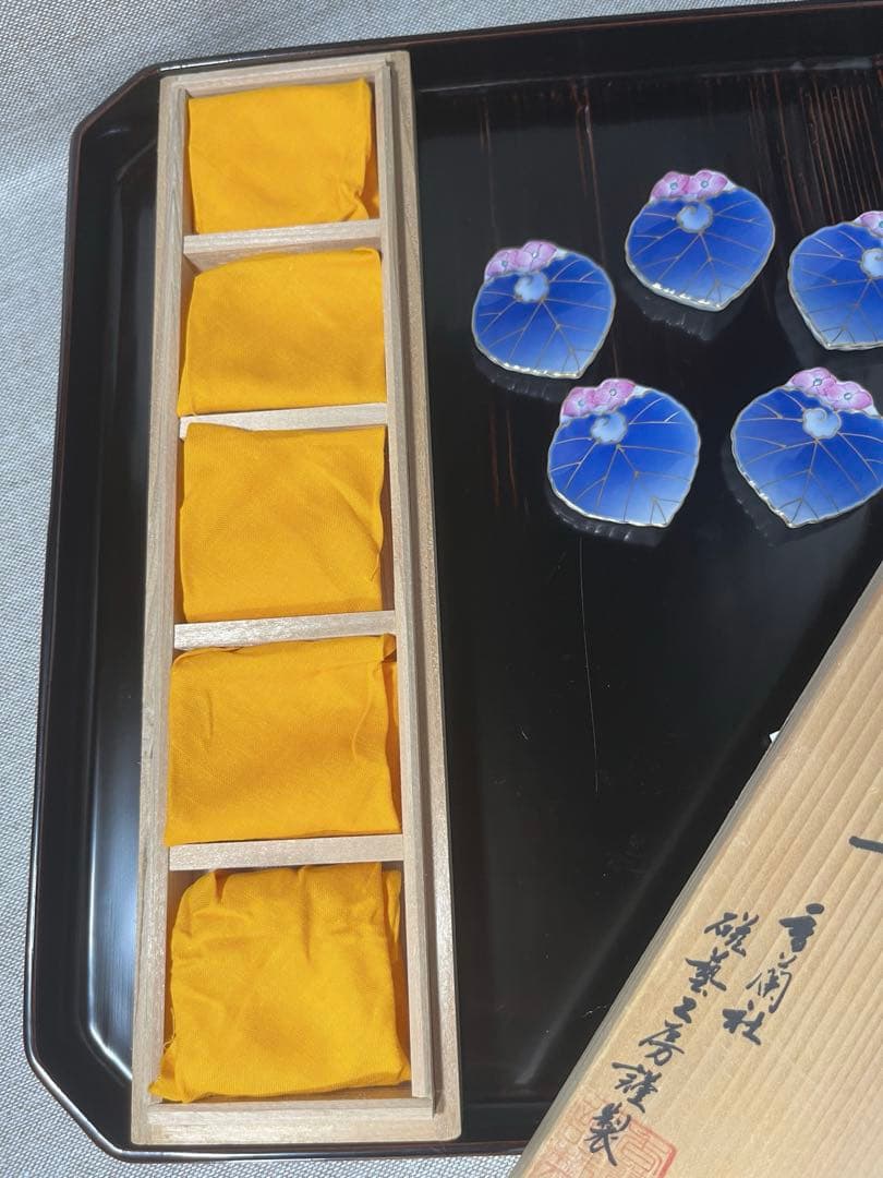 香蘭社　愁海棠　磁藝工房　磁芸工房　箸置き　5点