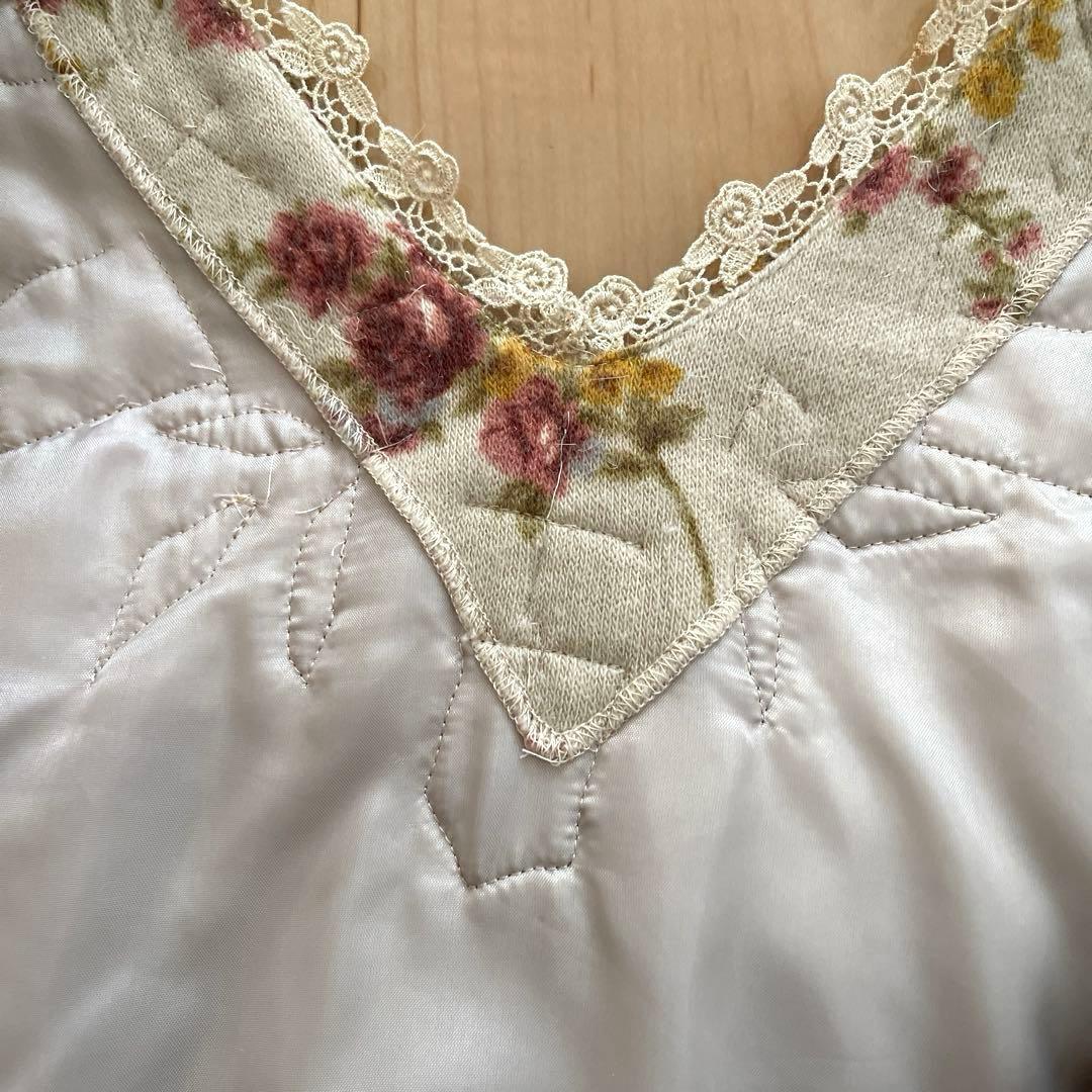 裸衣夢♡花柄レース装飾ベージュワンピース