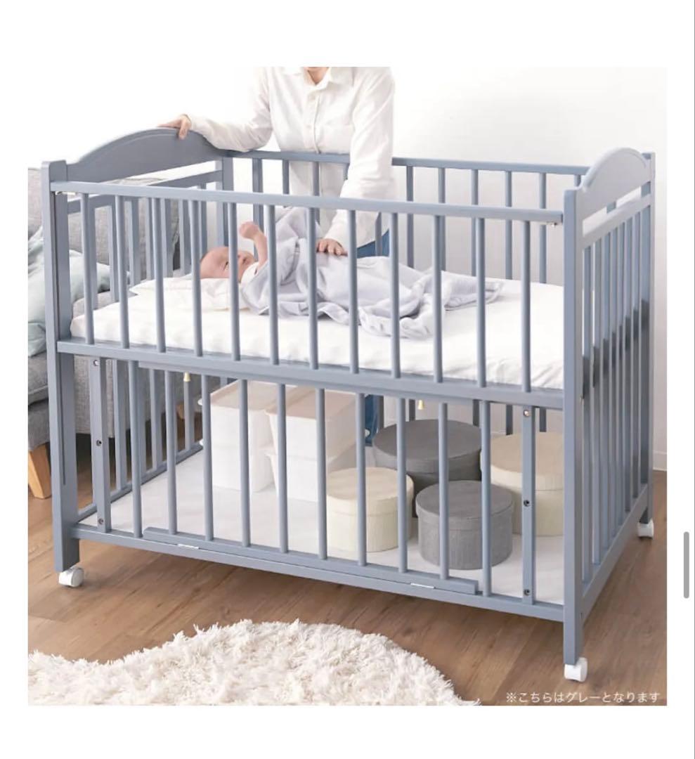 【廃盤品】LOWYA ベビーベッド ブルー