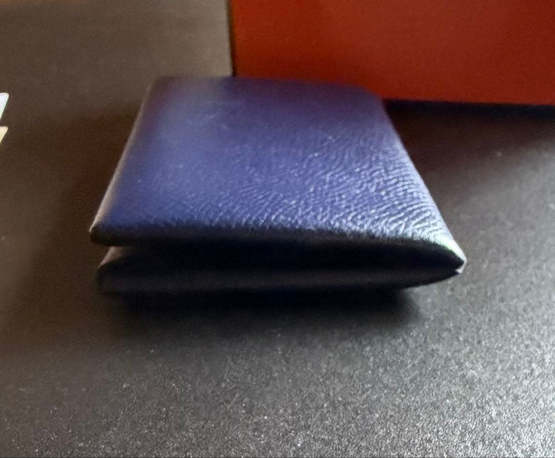 HERMESエルメス カルヴィ名刺入れブルーインディゴ ネイビー