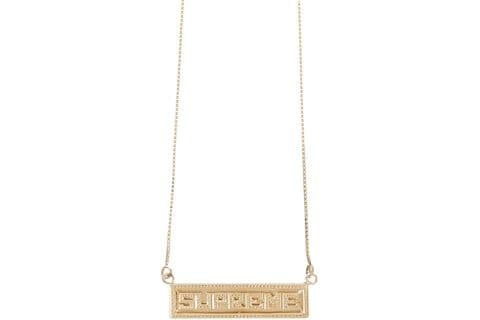 新年限定 Supreme 14K プレート ゴールドネックレス 半タグ おまけ付