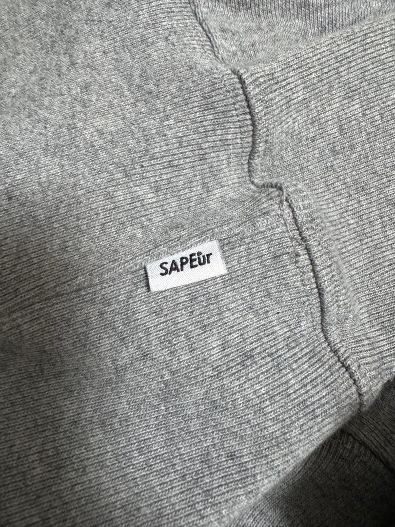 SAPEur サプール パーカー XXL グレー ロゴ 裏起毛 オーバーサイズ