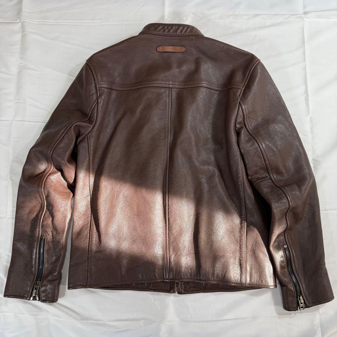 COACH ブラウン シングルライダースジャケット M F86594