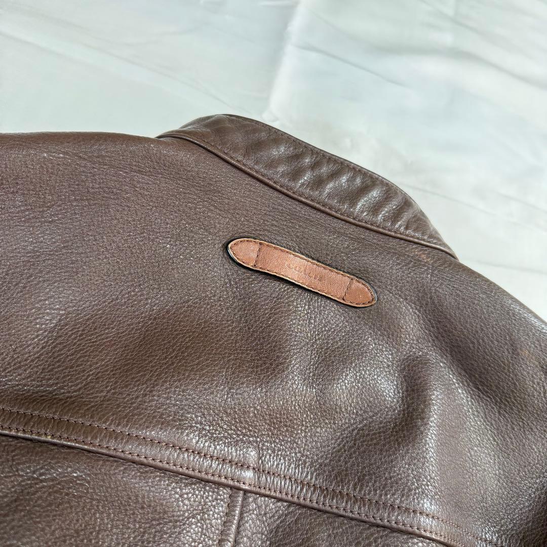 COACH ブラウン シングルライダースジャケット M F86594