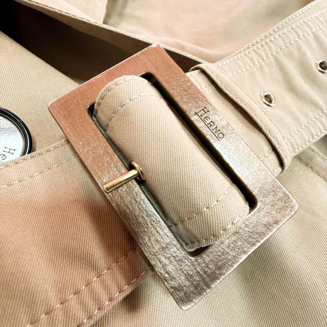 極美品 HERNO ヘルノ ダウンコンビトレンチコート ベルト ベージュ系 ML