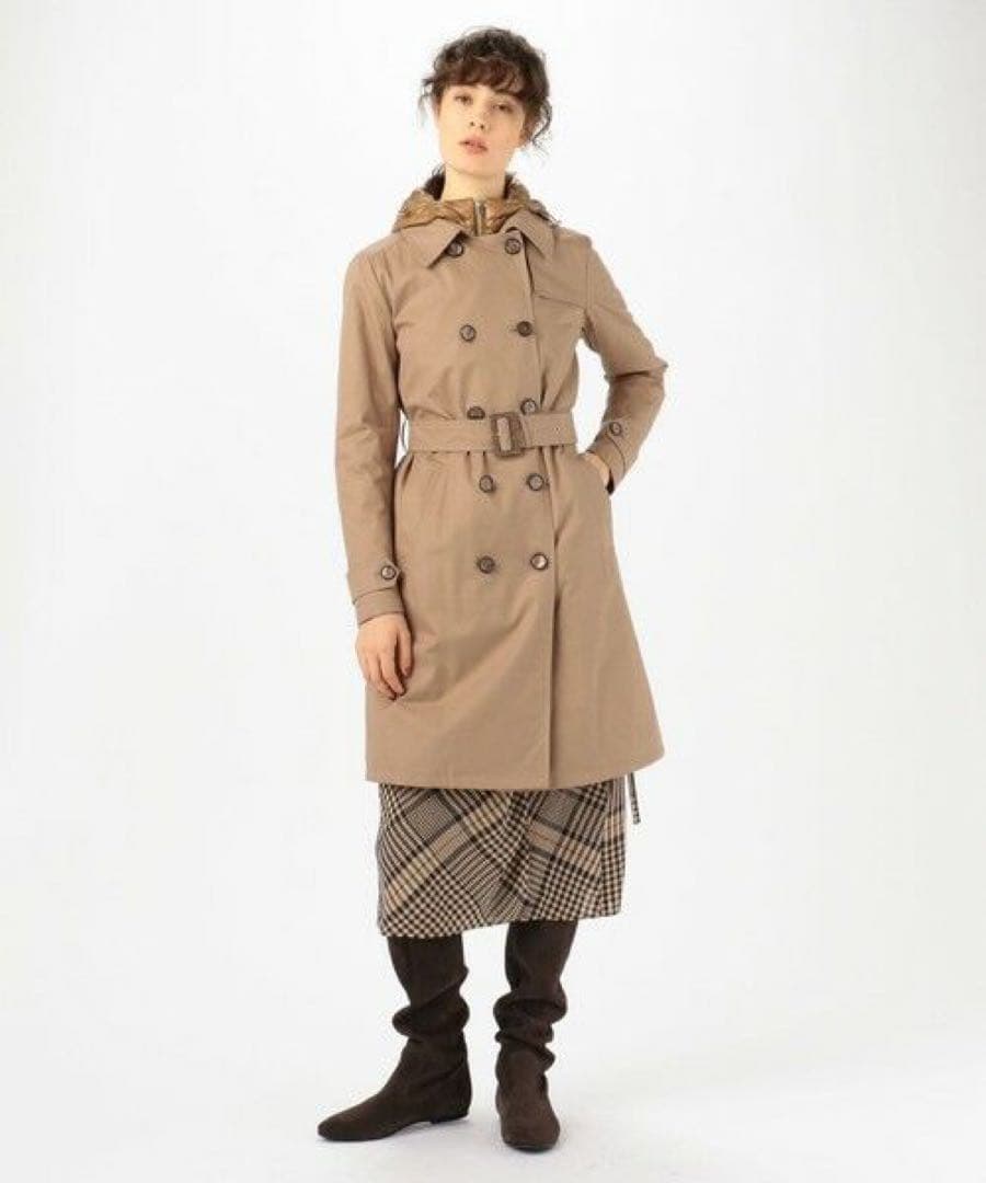 極美品 HERNO ヘルノ ダウンコンビトレンチコート ベルト ベージュ系 ML