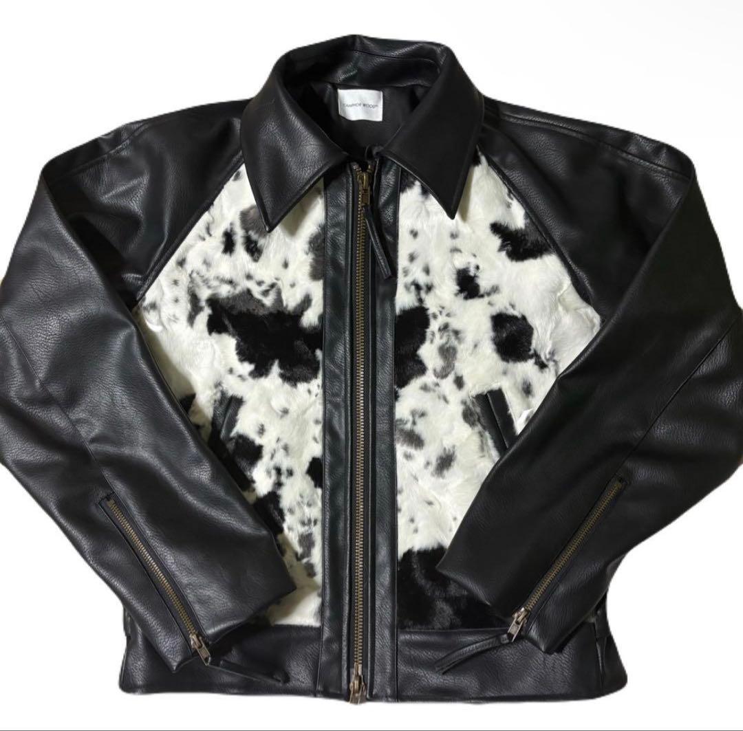 【美品】CAMPHORWOOD フェイクハラコレザージャケットM