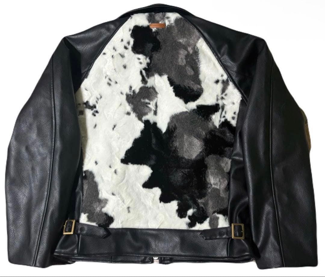 【美品】CAMPHORWOOD フェイクハラコレザージャケットM