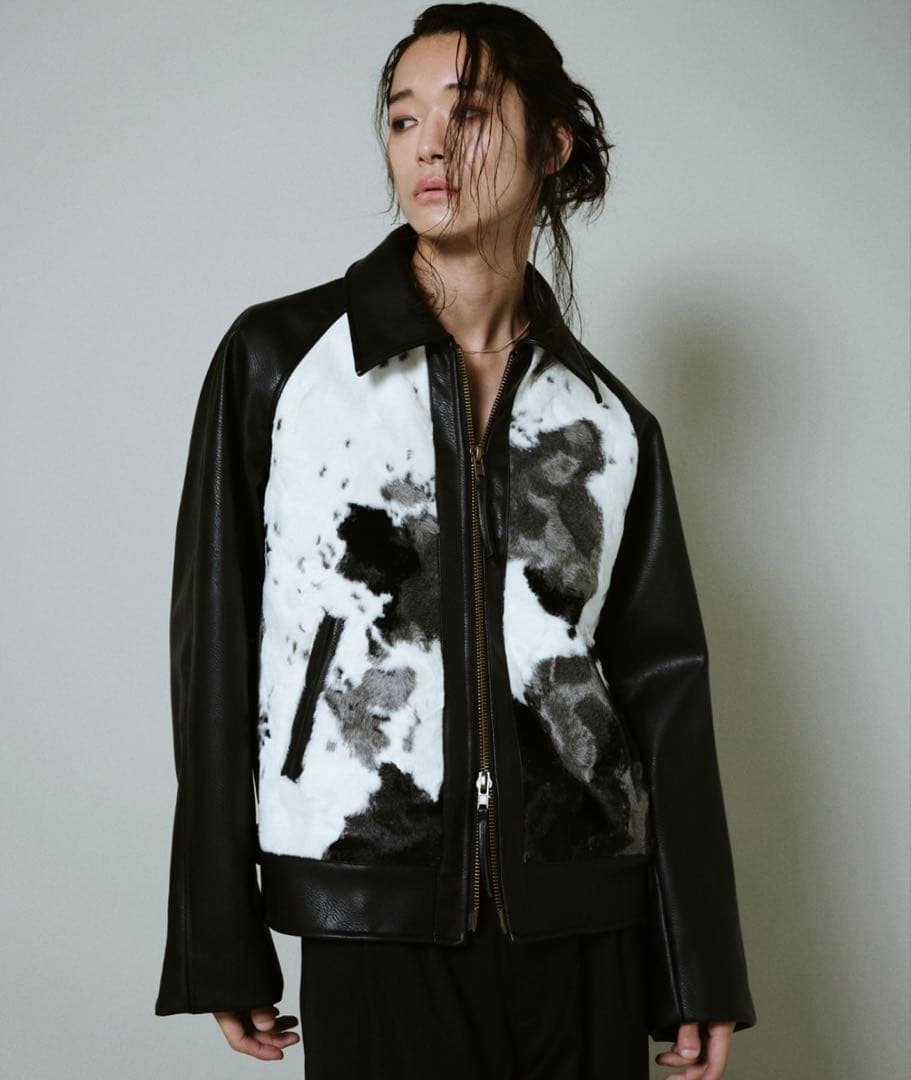 【美品】CAMPHORWOOD フェイクハラコレザージャケットM