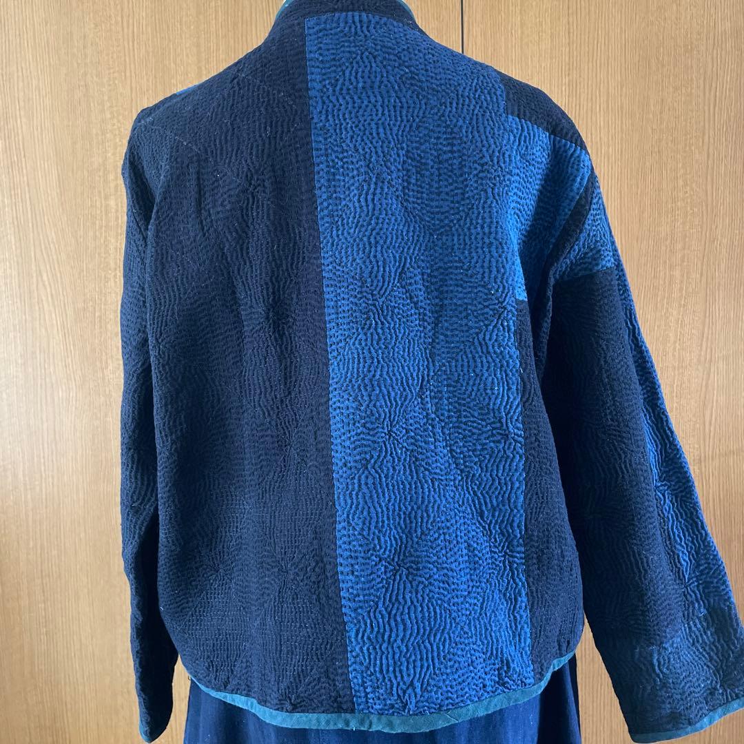 古布藍染刺し子バンドカラージャケット