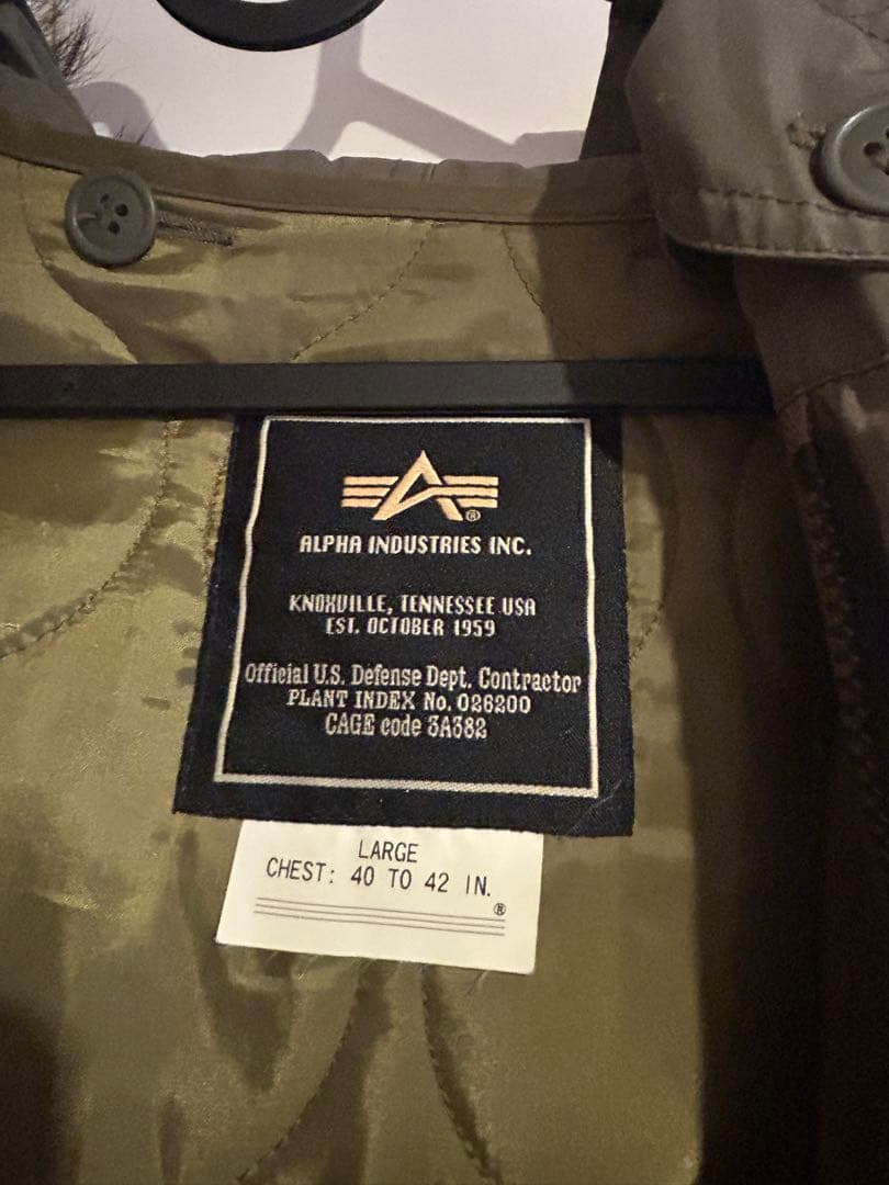 ALPHA INDUSTRIES モッズコート Lサイズ オリーブグリーン