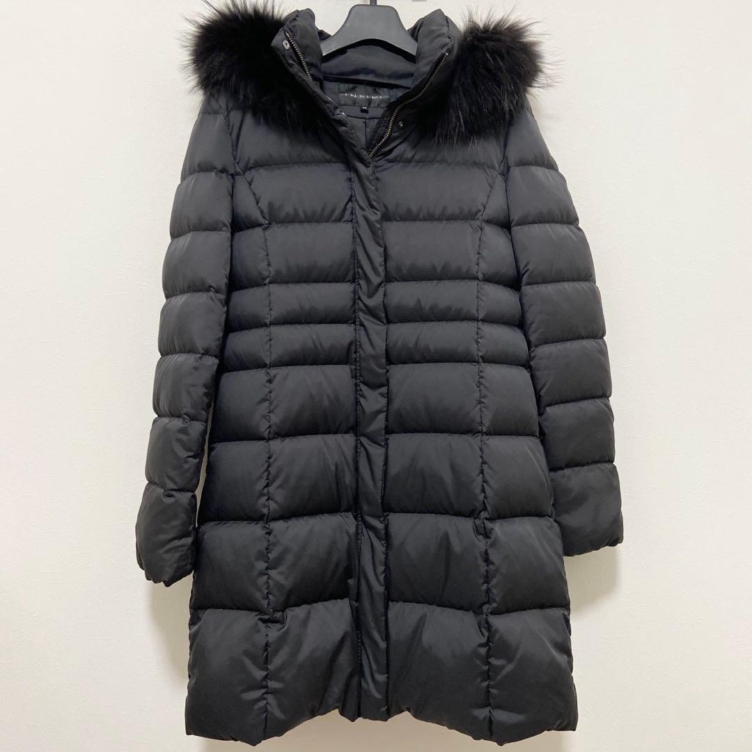 INDIVI ブラック ロングダウンジャケット 38