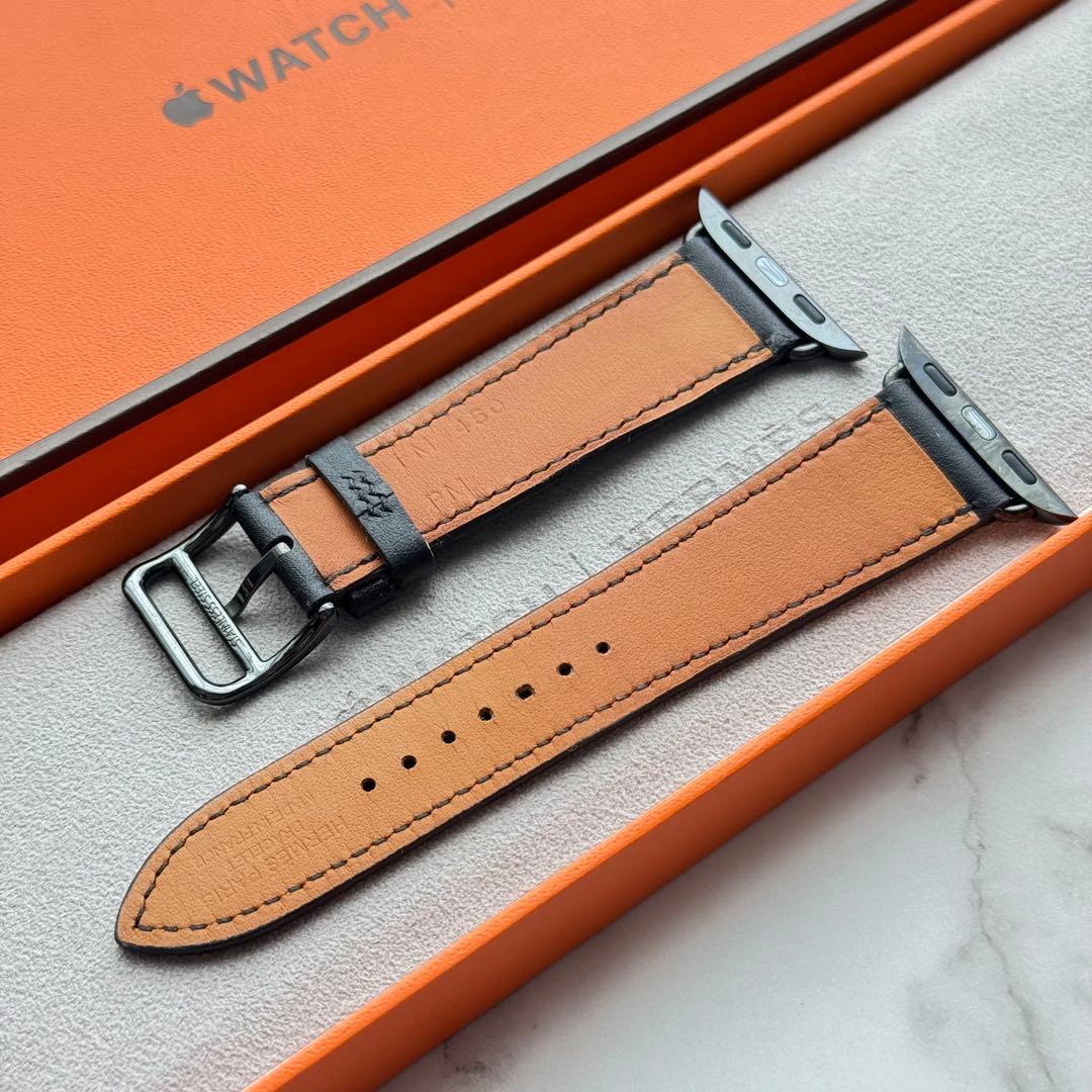 2574 美品　Apple Watch エルメス　ブラック　レザーバンド