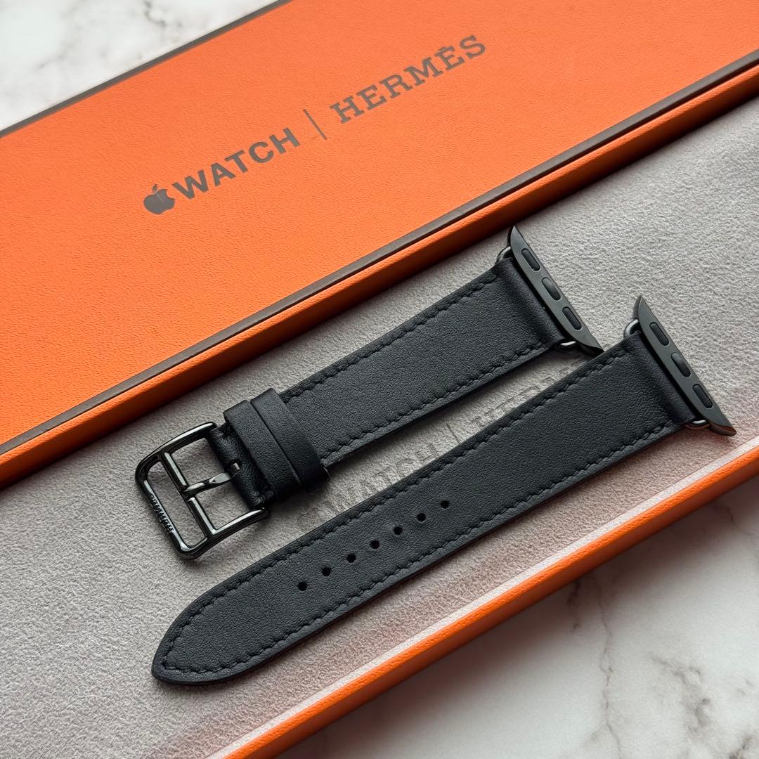 2574 美品　Apple Watch エルメス　ブラック　レザーバンド