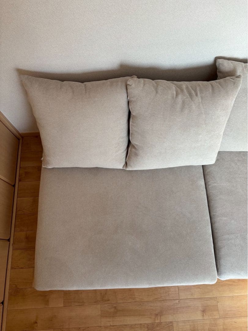 【みさと】ライトグレー ファブリックソファ 木製フレーム