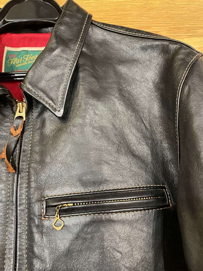 【ジミー】フラットヘッド 革ジャン シングルライダース L 40 黒