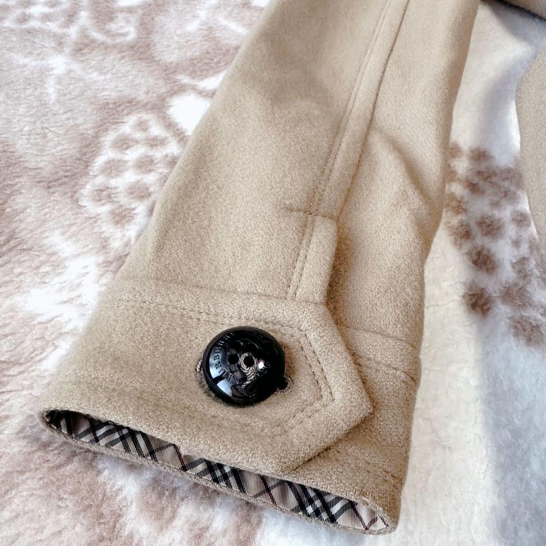 バーバリーブルーレーベル ダッフルコート ショールカラー ノバチェック ファー