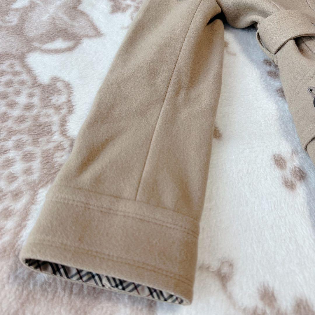 バーバリーブルーレーベル ダッフルコート ショールカラー ノバチェック ファー