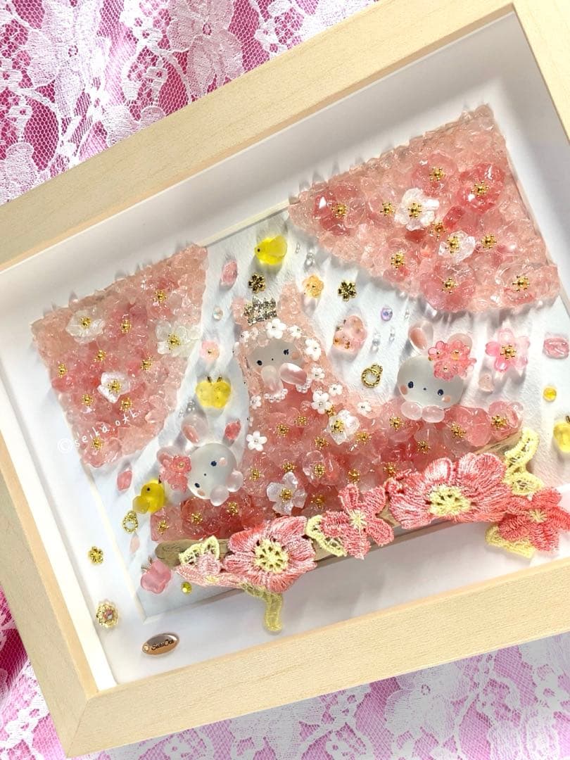 ウミウシのお姫様と桜ドレス シーグラスアート インテリア ボタニカル 玄関飾り