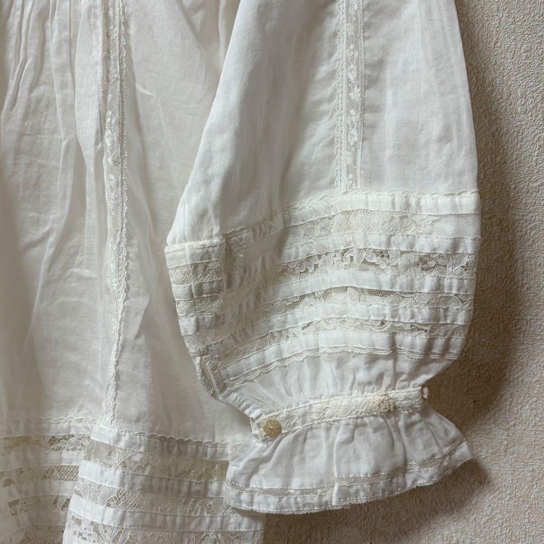 ピンクハウス　希少　日本製　ローンブラウス　レース　花モチーフ　ピンタックP72