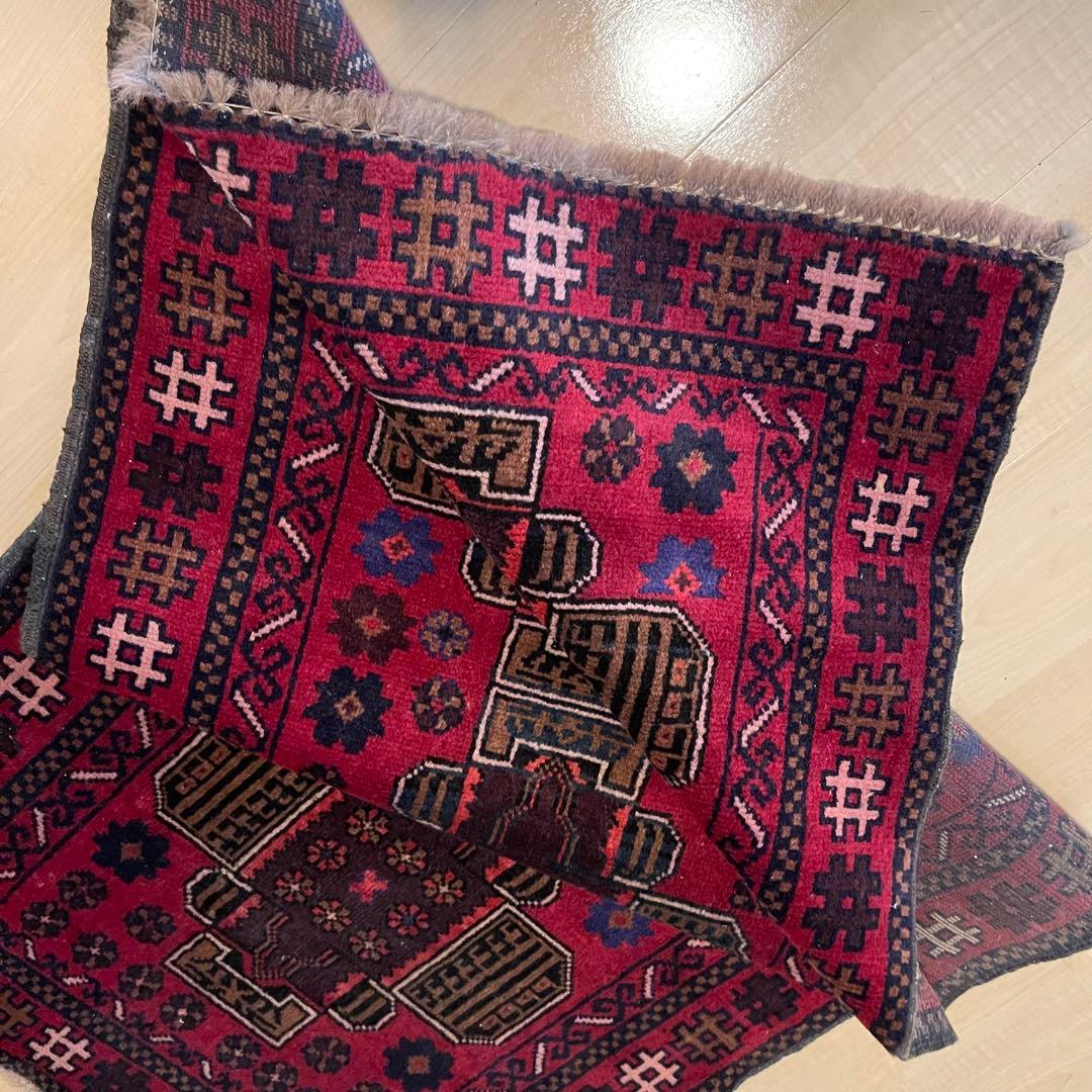 185×78 バルーチ族ラグ　ヴィンテージラグ、トライバルラグ、手織り絨毯