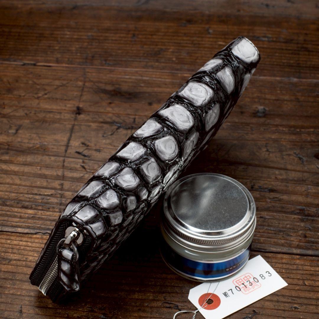 実物撮影 一枚革 クロコダイル ホワイト 白 メンズ 長財布 ラウンドファスナー