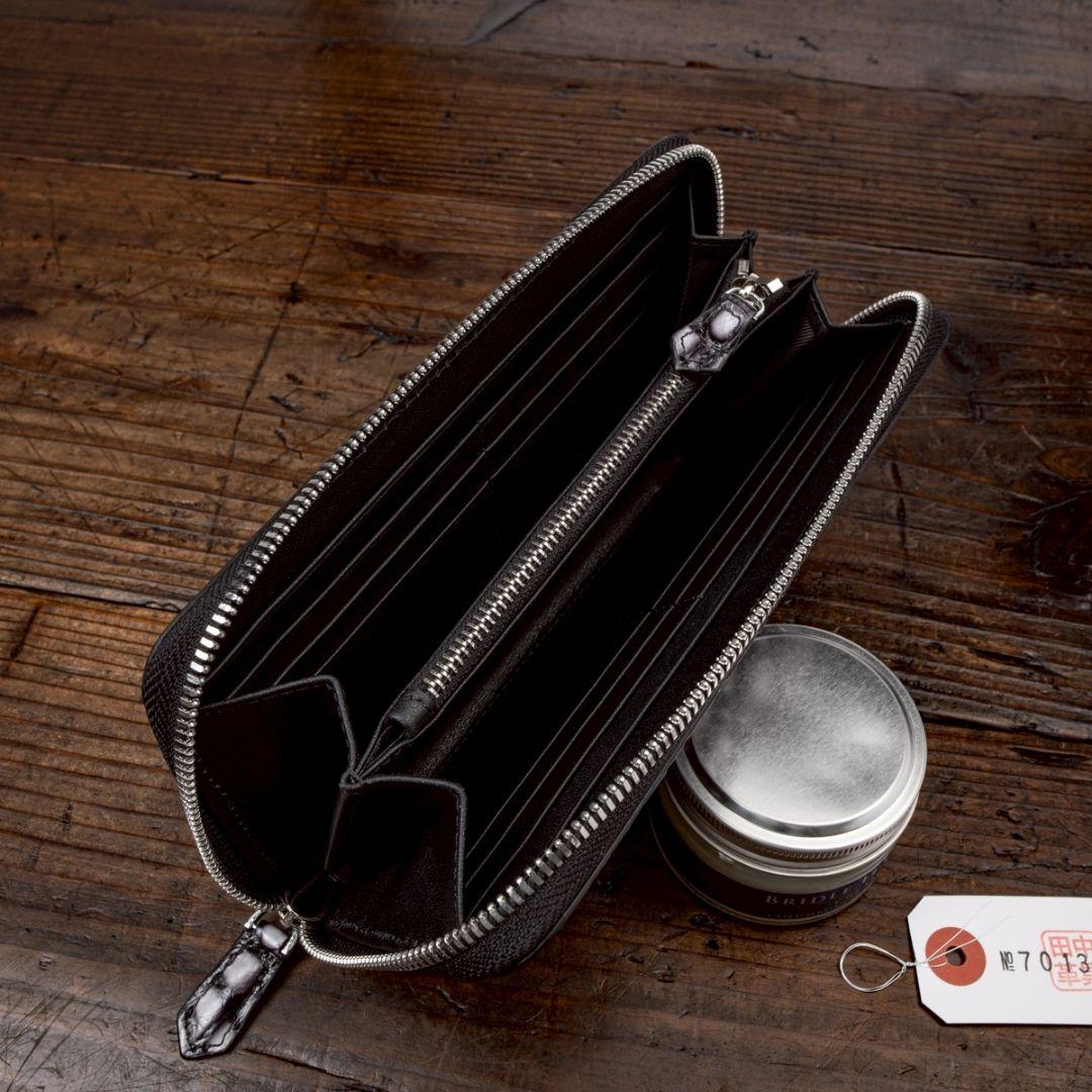 実物撮影 一枚革 クロコダイル ホワイト 白 メンズ 長財布 ラウンドファスナー