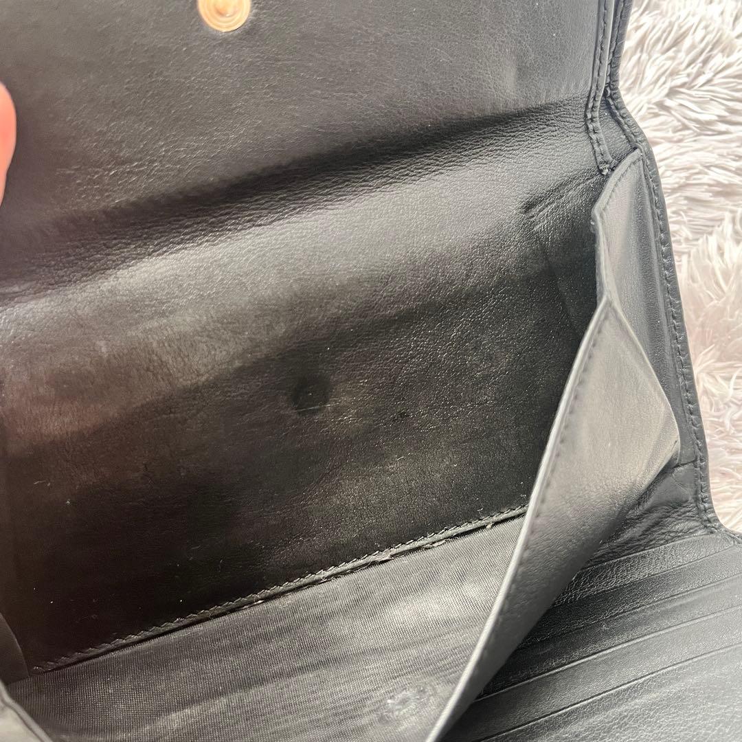 美品✨GUCCI シマ　三つ折り　長財布　ブラック　メンズ　GG柄