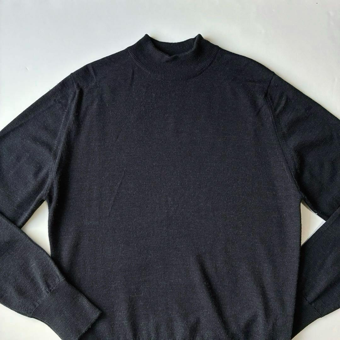 美品 英国製 JOHN SMEDLEY 30G モックネックニット セーター