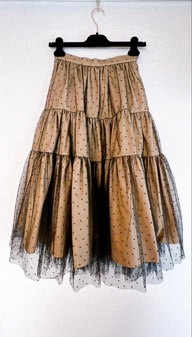 美品 SEVEN TEN フロッキードットチュールスカート