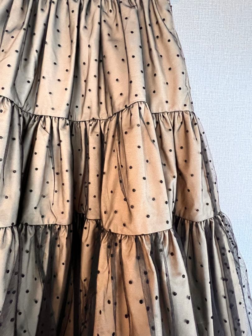 美品 SEVEN TEN フロッキードットチュールスカート