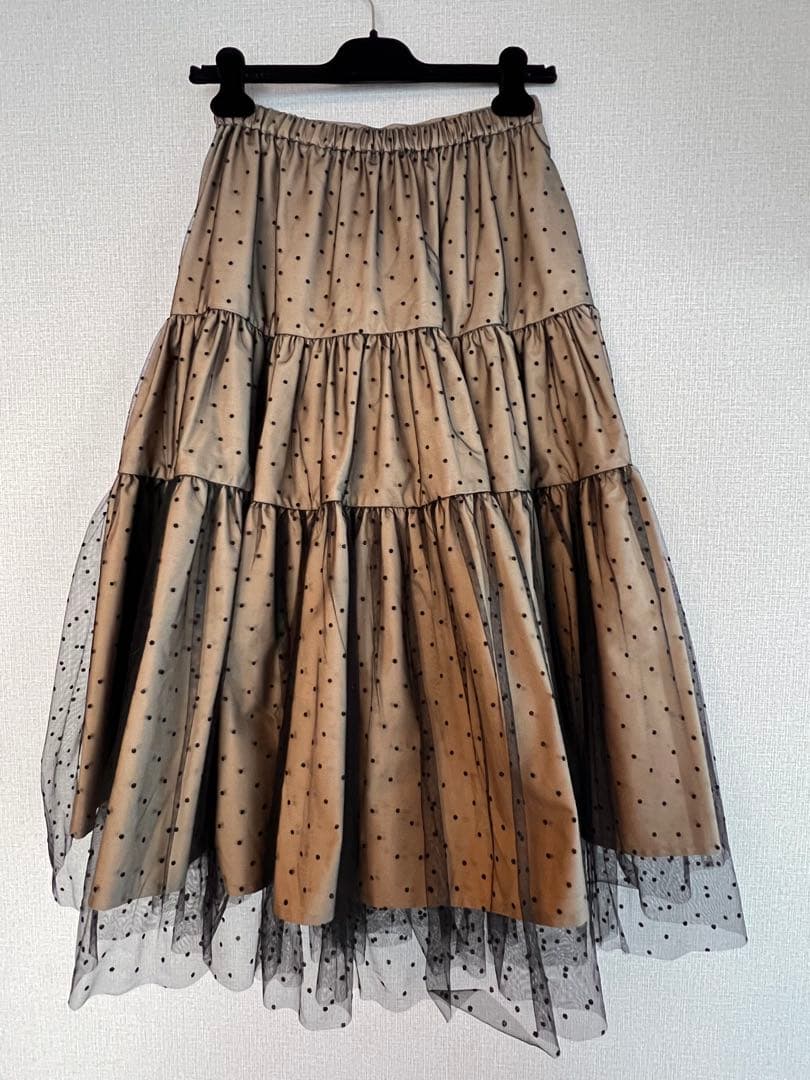 美品 SEVEN TEN フロッキードットチュールスカート