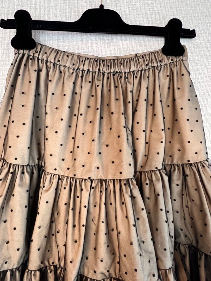 美品 SEVEN TEN フロッキードットチュールスカート