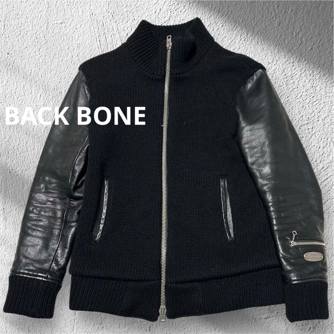 BACK BONE バックボーン　袖革レザージャケット　袖革ライダースジャケット