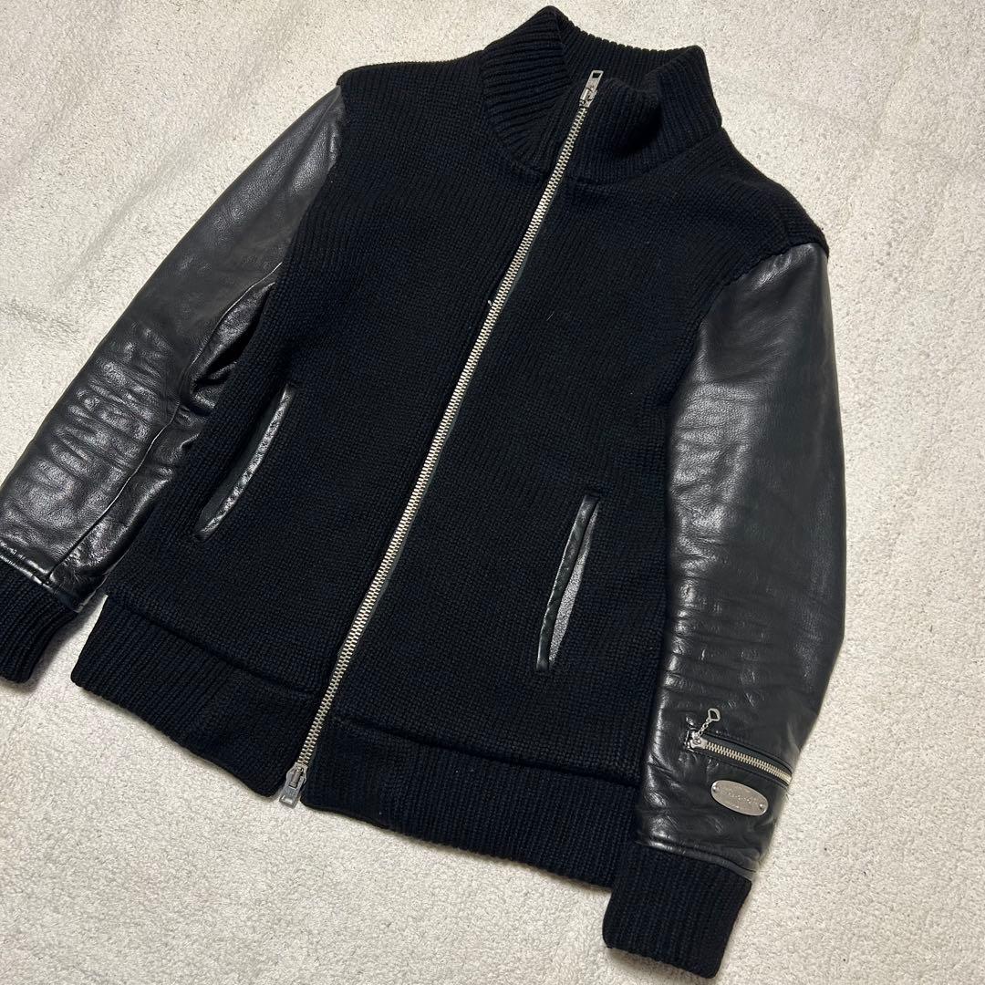 BACK BONE バックボーン　袖革レザージャケット　袖革ライダースジャケット