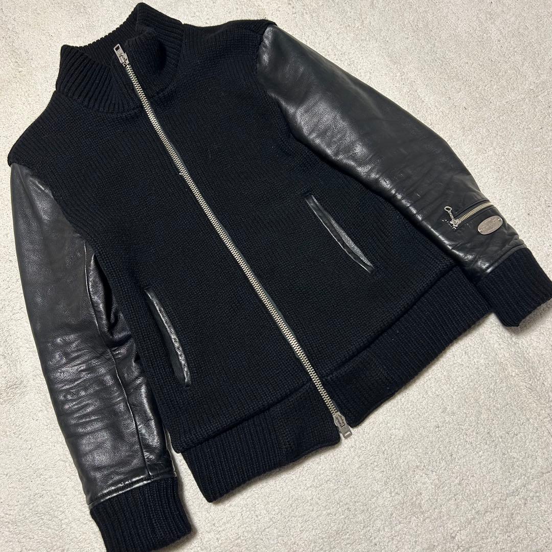 BACK BONE バックボーン　袖革レザージャケット　袖革ライダースジャケット