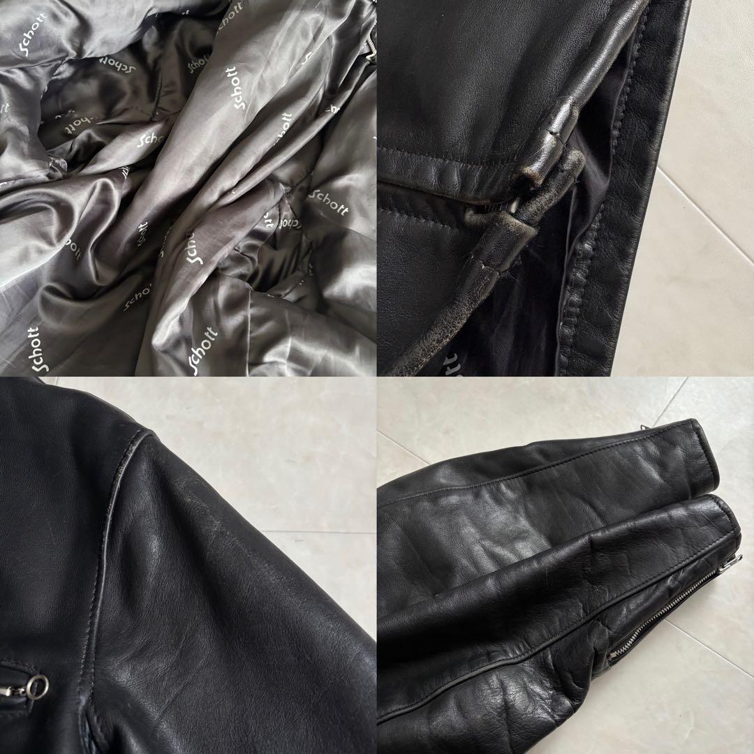 Schott 本革レザーシングルライダース 黒 36 カフェレーサー定番
