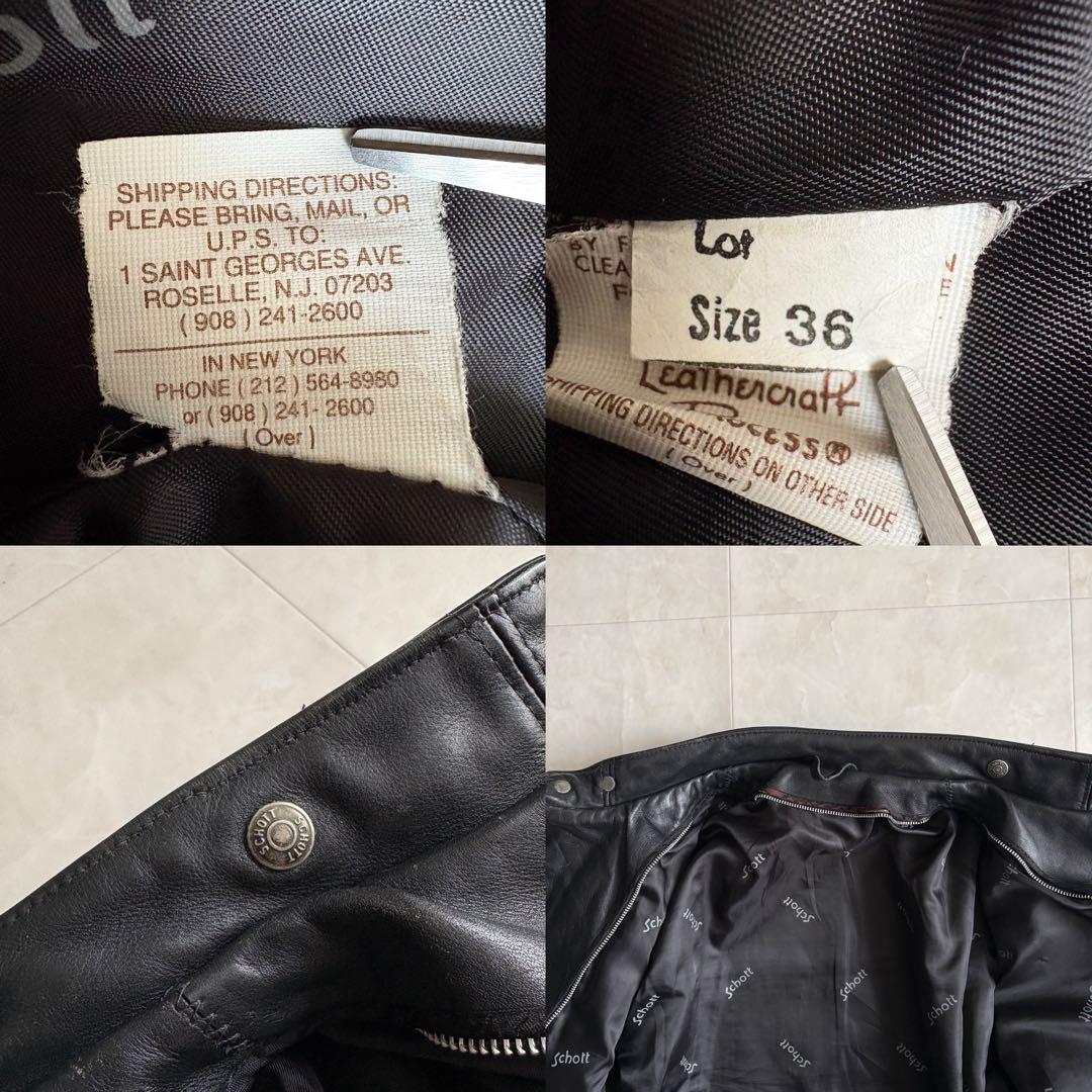 Schott 本革レザーシングルライダース 黒 36 カフェレーサー定番