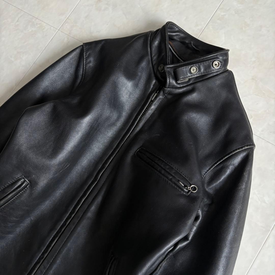 Schott 本革レザーシングルライダース 黒 36 カフェレーサー定番