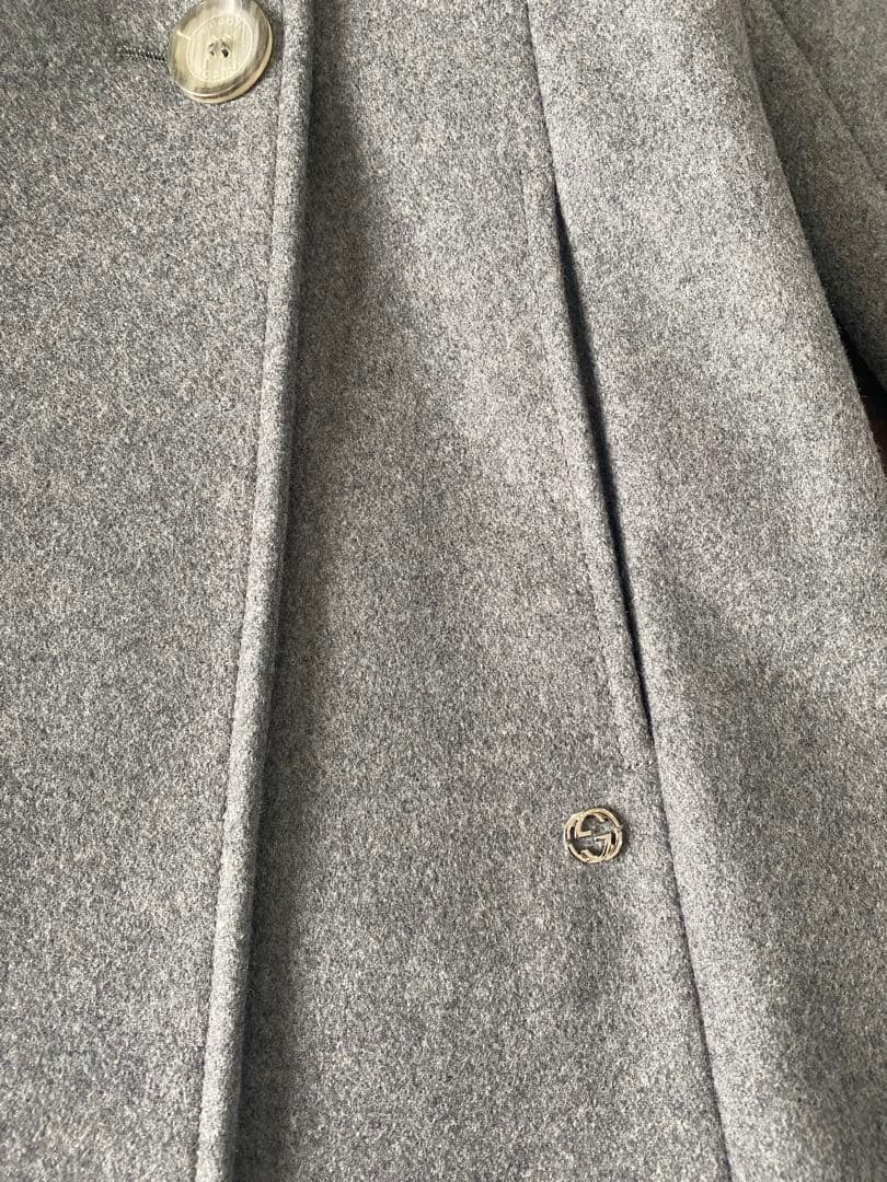 GUCCI グレー ダブルブレスト ウールコート10Y