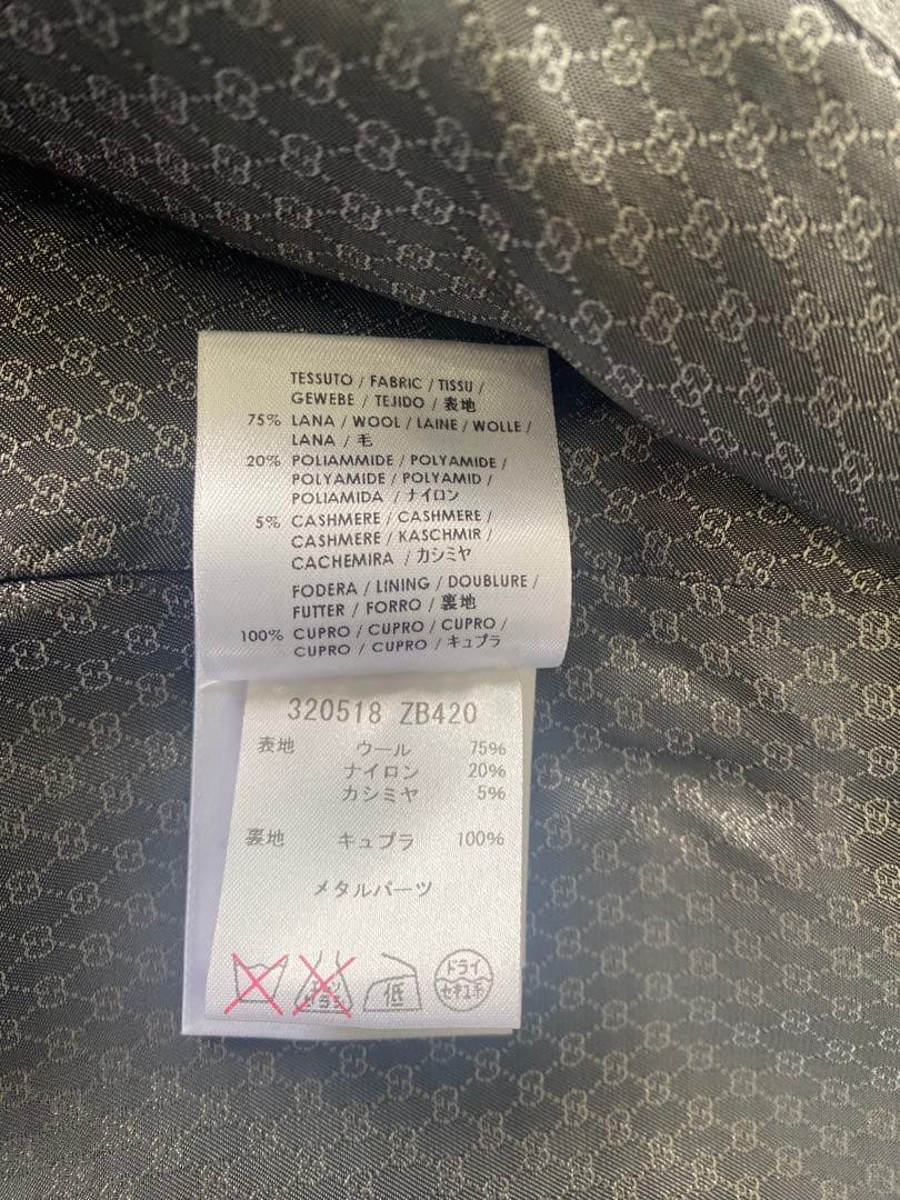 GUCCI グレー ダブルブレスト ウールコート10Y