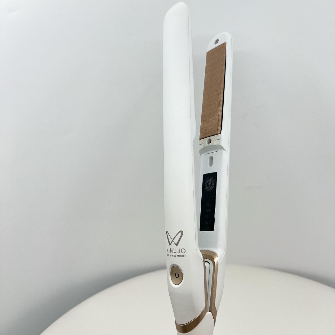 【美品】 KINUJO W ストレートヘアアイロン ホワイト 花柄 箱付き