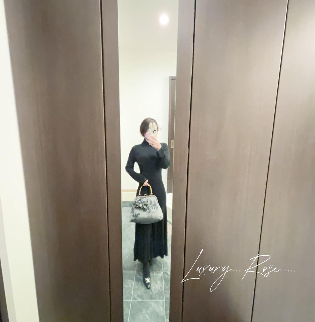 新作　和の心シリーズ洗練された大きめバンブー紬の優しい艶感つまみ細工飾りを添えて