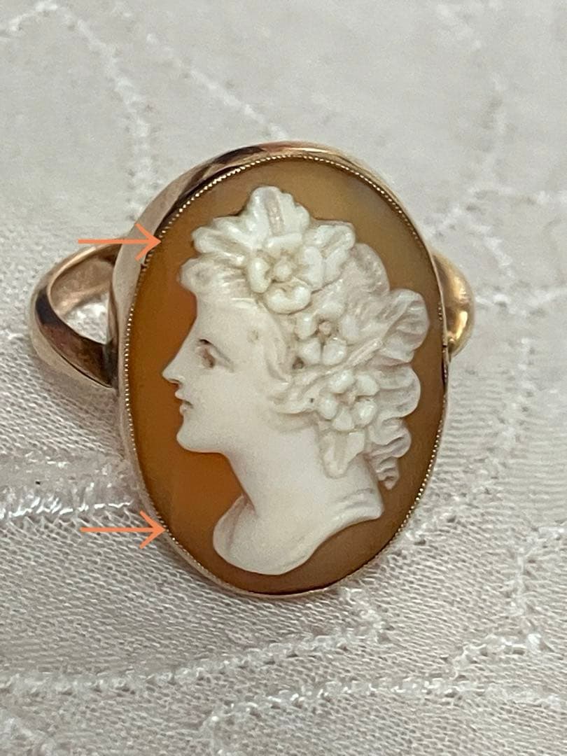 アンティーク　シェルカメオリング　9k