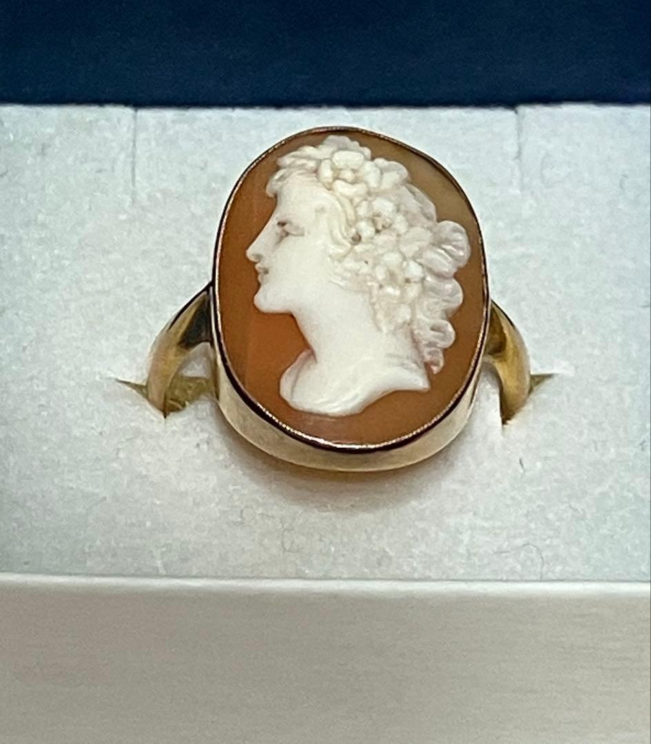 アンティーク　シェルカメオリング　9k