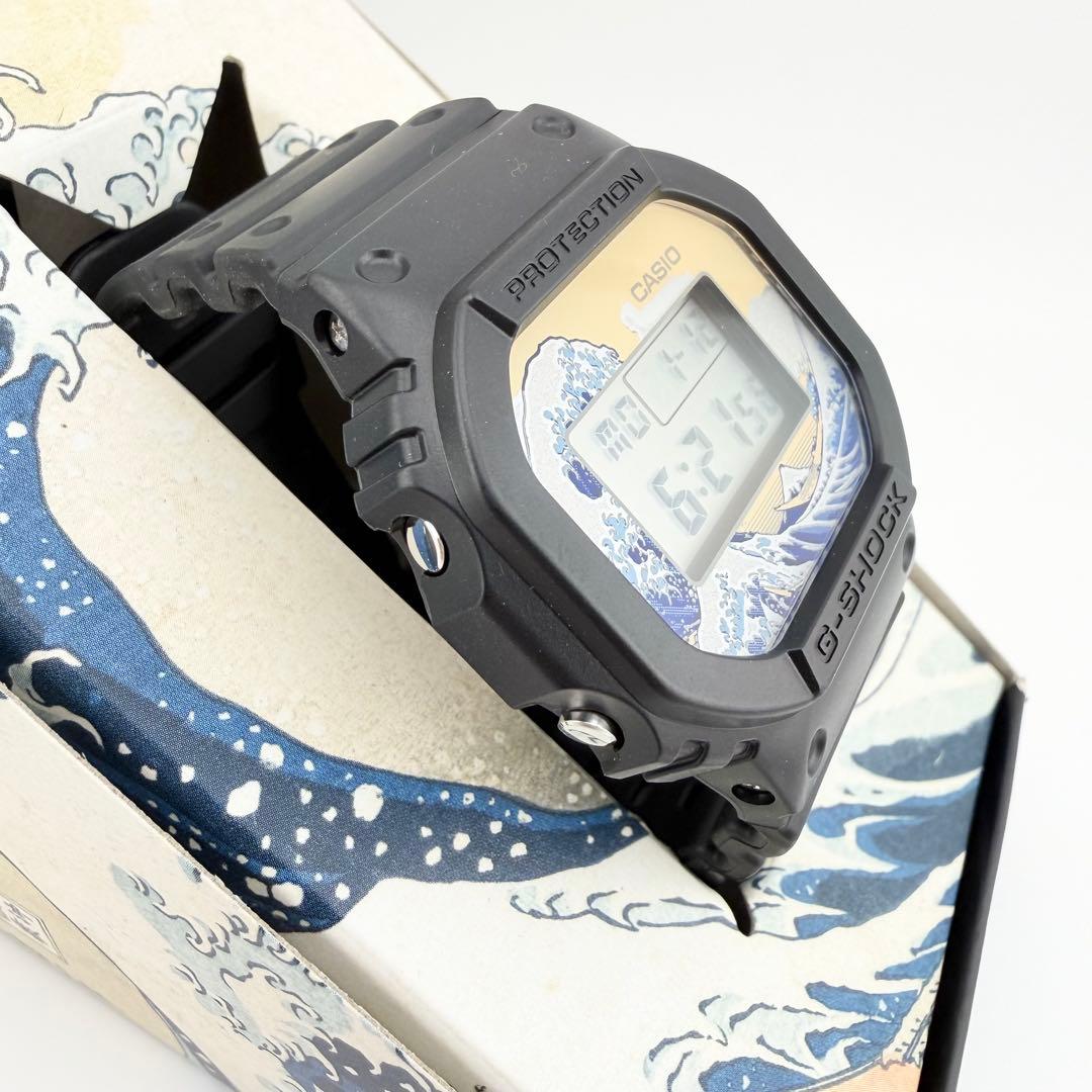 美品 カシオ ジーショック 葛飾北斎コラボ ブラック メンズ クォーツ 腕時計