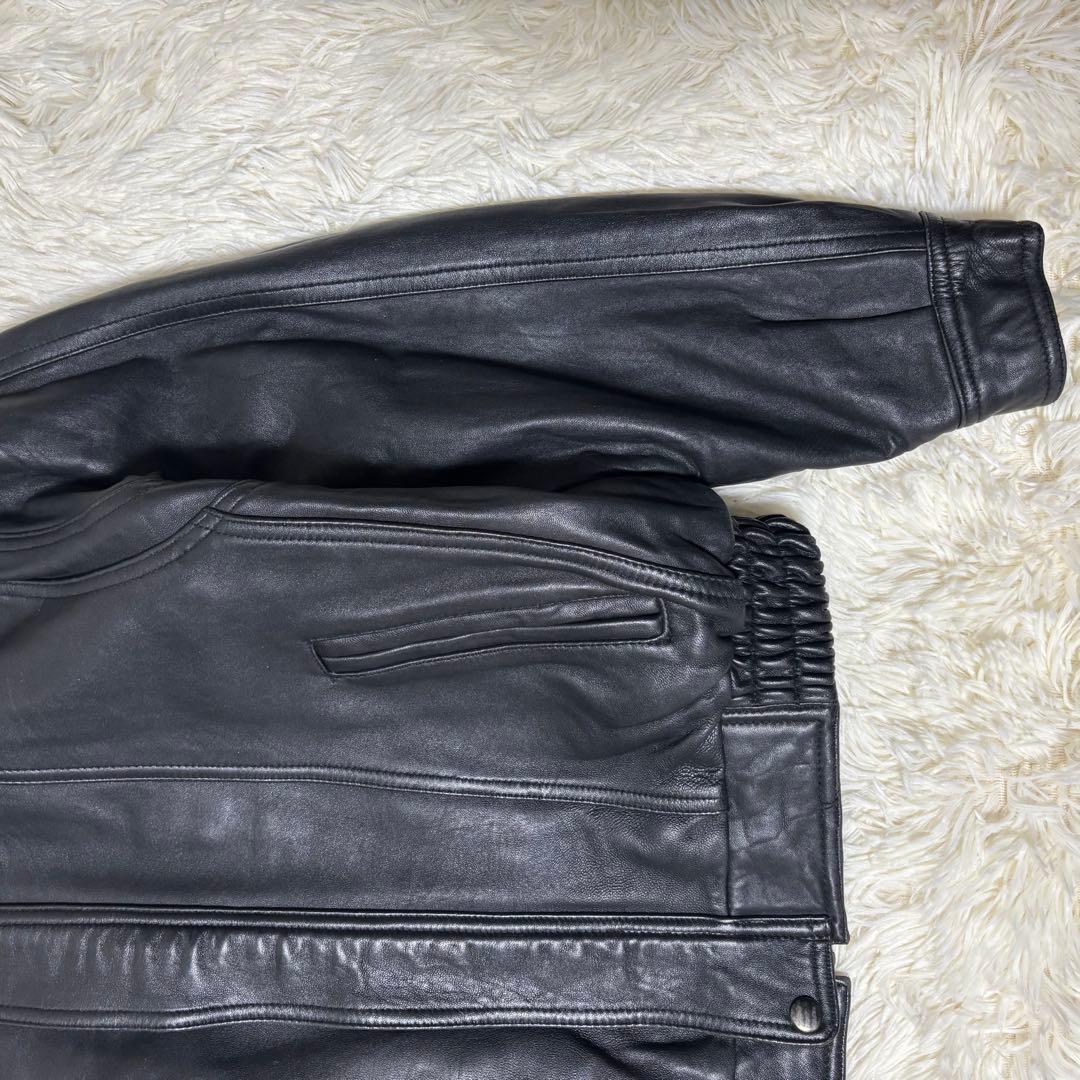 90's✨レザージャケット　本革　ジップブルゾン　ブラック　M 菅田将暉　襟付き